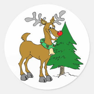Nochebuena lista del reno ronde sticker