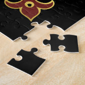 Nochtans-vuurtoren: silhouet/goud/zwart/rood legpuzzel (Zijkant)