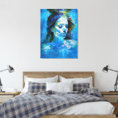 “Noctara” – Aqua-muse van bioluminescentie Canvas Afdruk (Insitu (Slaapkamer))