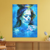 “Noctara” – Aqua-muse van bioluminescentie Canvas Afdruk (Insitu (Woonkamer))