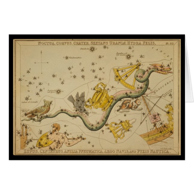 Noctua, Corvus, Hydra, Felis, Lupus, Centaurus, &c (Voorkant Horizontaal)