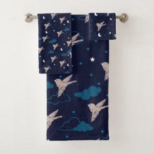 Nocturale vogel in de nacht bad handdoek