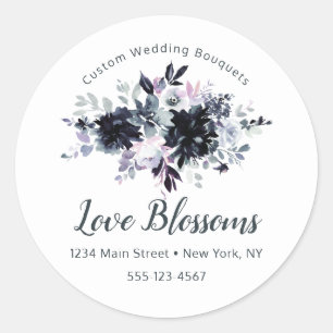 Nocturnal Bloemen Custom Text Business Logo Ronde Sticker