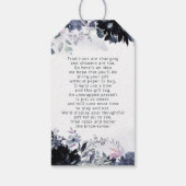 Nocturnal Bloemen Navy Blauw Bruids Display Douche Cadeaulabel (Achterkant)