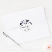 Nocturnal Bloemen Navy Blauw Bruiloft Dank u Ronde Sticker (Envelop)