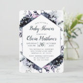 Nocturnal Bloemen Navy Blauw & Grijs Baby Meisje D Kaart (Staand voorkant)