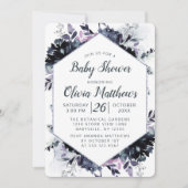 Nocturnal Bloemen Navy Blauw & Grijs Baby Meisje D Kaart (Voorkant)