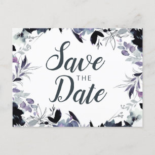 Nocturnal Bloemen Waterverf Elegant Save the Date Aankondigingskaart
