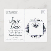 Nocturnal Bloemen Waterverf Elegant Save the Date Aankondigingskaart (Achterkant)