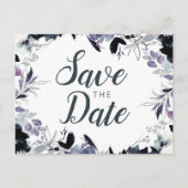Nocturnal Bloemen Waterverf Elegant Save the Date Aankondigingskaart (Voorkant)