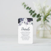 Nocturnal Bloemenmarine Dusty Blue Bruiloft Detail Informatiekaartje (Staand voorkant)
