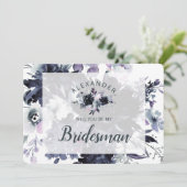 Nocturnal Floral be My Bridesman proposal Kaart (Staand voorkant)