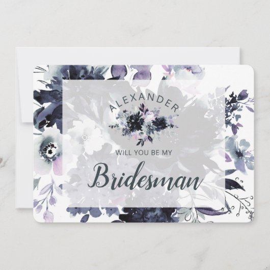 Nocturnal Floral be My Bridesman proposal Kaart (Voorkant)