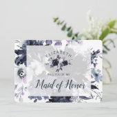 Nocturnal Floral be My Maid of Honor proposal Kaar (Staand voorkant)