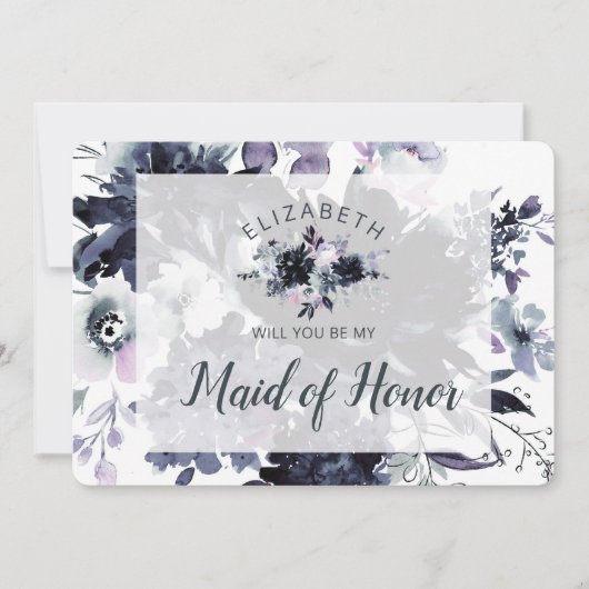 Nocturnal Floral be My Maid of Honor proposal Kaar (Voorkant)