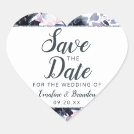 Nocturnal Floral Chic Waterverf Save the Date Hart Sticker