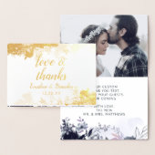 Nocturnal Floral Dank u bruiloft foto goud Folie Kaarten (Display)