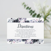 Nocturnal Floral Dusty Blue Wedding Routebeschrijv Informatiekaartje (Staand voorkant)