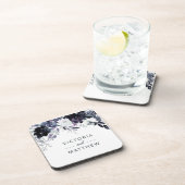 Nocturnal Floral Framed Navy Blue Wedding Monogram Bier Onderzetter (Rechterzijde)