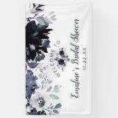 Nocturnal Floral Navy Blue Vrijgezellenfeest Welko Spandoek (Verticaal)