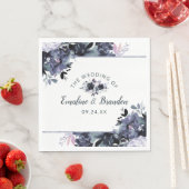 Nocturnal Floral Navy ingelijste bruiloft monogram Servet (Insitu)