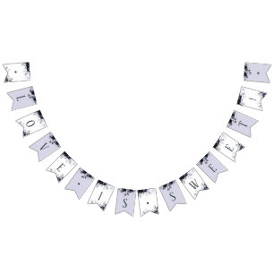 Nocturnal Floral Navy Love is Sweet Wedding Vlaggetjes