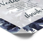 Nocturnal Floral Navy Unplugged Wedding Table Sign Poster (Hoek)