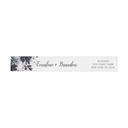 Nocturnal Floral Navy Waterverf Monogram Bruiloft (Individueel)