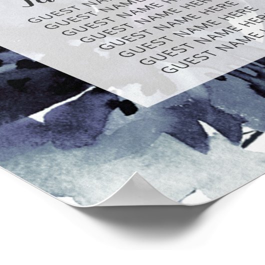 Nocturnal Floral Navy Wedding Table Seating Chart Poster (Hoek)