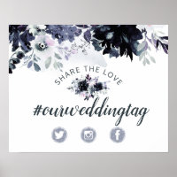 Nocturnal Floral Share the Love Wedding Sign