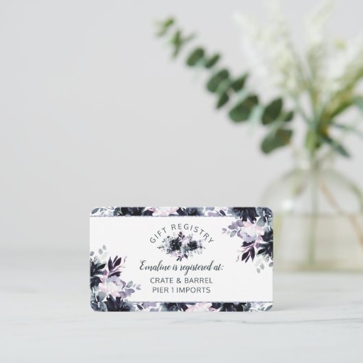 Nocturnal Floral Vrijgezellenfeest Gift Registry Informatiekaartje (Staand voorkant)