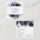 Nocturnal Floral Waterverf Navy Blue Gray omwoeld Vierkante Visitekaartje (Voorkant / Achterkant)