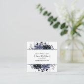 Nocturnal Floral Waterverf Navy Blue Gray omwoeld Vierkante Visitekaartje (Staand voorkant)