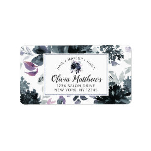 Nocturnal Floral Waterverf Navy Custom Logo Etiket
