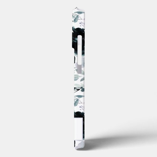 Nocturnal Floral Waterverf Navy Custom Monogram Case-Mate iPhone Case (Achterkant / Links)