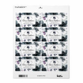 Nocturnal Floral Waterverf Navy Custom Monogram Etiket (Full Sheet)