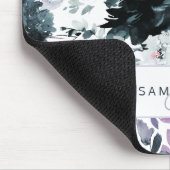 Nocturnal Floral Waterverf Navy Custom Monogram Muismat (Hoek)