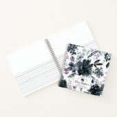 Nocturnal Floral Waterverf Navy Custom Monogram Notitieboek (Binnen)
