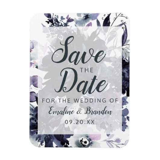 Nocturnal Floral Waterverf Trendy Save the Date Magneet (Verticaal)