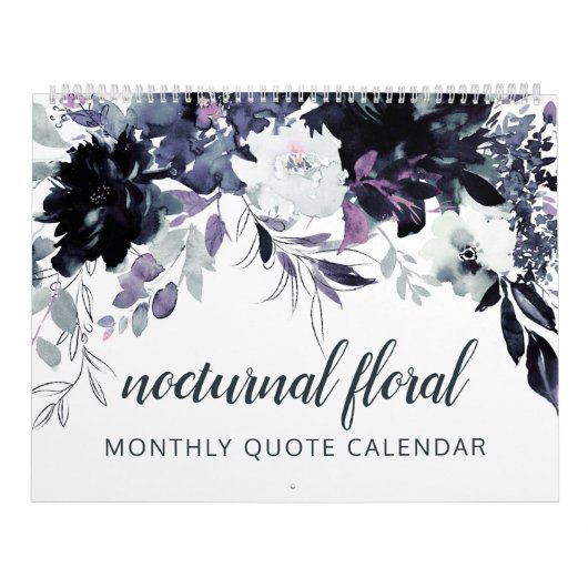 Nocturnal Floral Waterverf van uw aangepaste offer Kalender (Hoes)