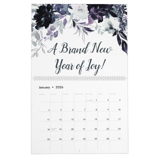 Nocturnal Floral Waterverf van uw aangepaste offer Kalender (Jan 2026)
