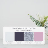 Nocturnal Floral Wedding Color Swatch Palette Kaar (Staand voorkant)