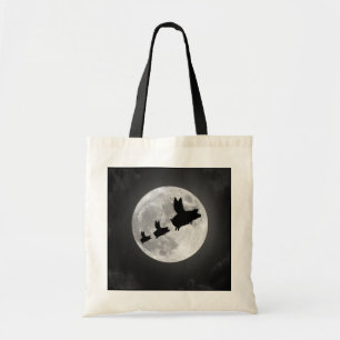 Nocturnal Flying Pig Family Canvas tas