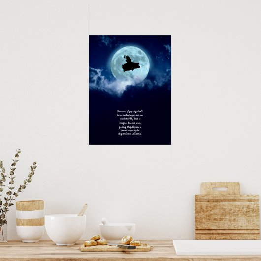 Nocturnal Flying Pig Poster (Keuken)