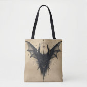 Nocturnal Guardian Tote – Gothic Bat Illustration Tote Bag (Voorkant)