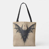 Nocturnal Guardian Tote – Gothic Bat Illustration Tote Bag (Achterkant)