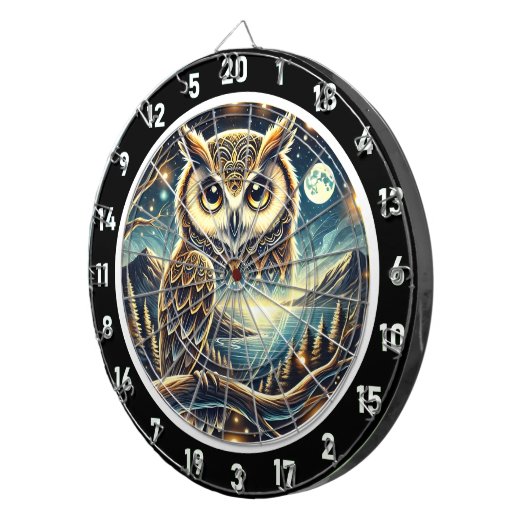 Nocturnal Majesty Owl Dartboard Design Dartbord (Voorkant Rechts)