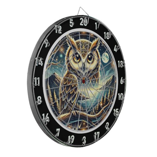 Nocturnal Majesty Owl Dartboard Design Dartbord (Voorkant Links)