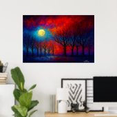 Nocturne in Carmozijn en Kobalt Poster (Thuiskantoor)