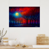 Nocturne in Carmozijn en Kobalt Poster (Keuken)